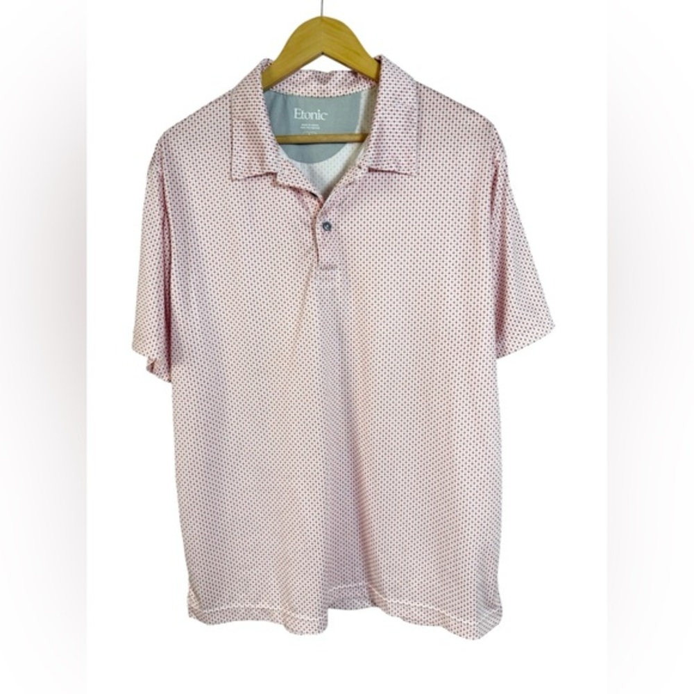 Etonic Golf Performance Polo Shirt Micro Print Red White‎ Large Mens